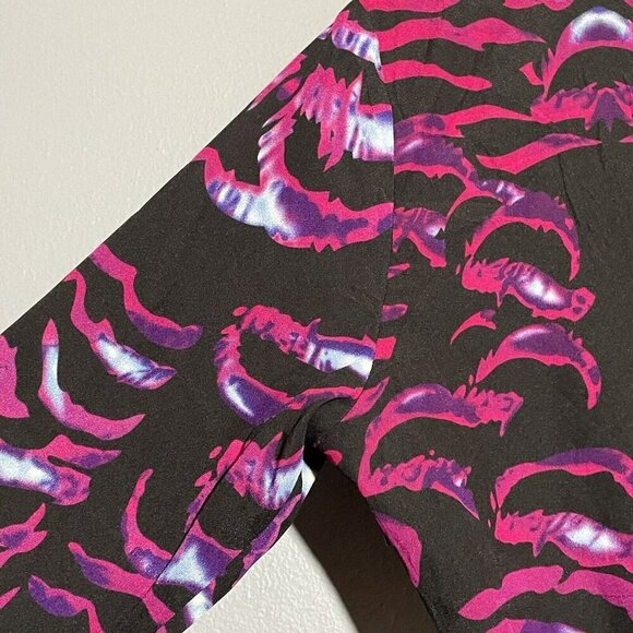 Kardashian Blouse Women Size XS Vneck Peplum Colorful Ruffle Pleat Funky Party - Picture 7 of 12